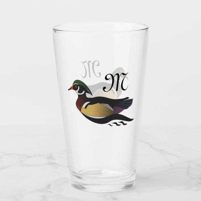 Beautiful Wood Duck Swimming Glass (Front)