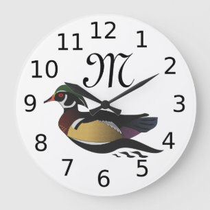 Beautiful Wood Duck Swimming Large Clock