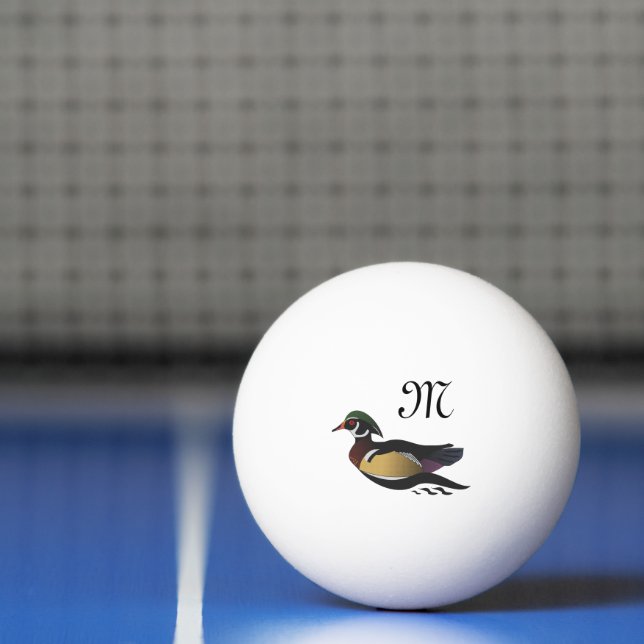Beautiful Wood Duck Swimming Ping Pong Ball (Net)