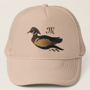 Beautiful Wood Duck Swimming Trucker Hat