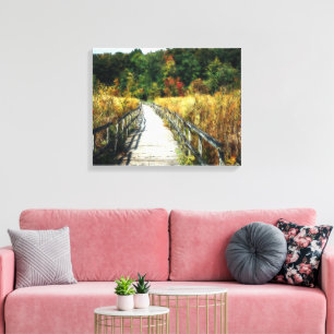 Beautiful Wooden Walking Path Forest  Canvas Print
