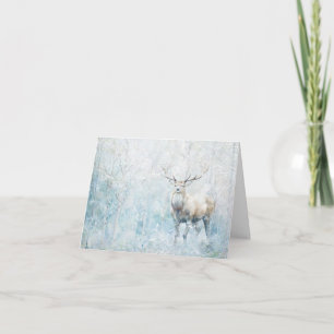 Beautiful Woodland Animals Elk In Snow Greeting  Card