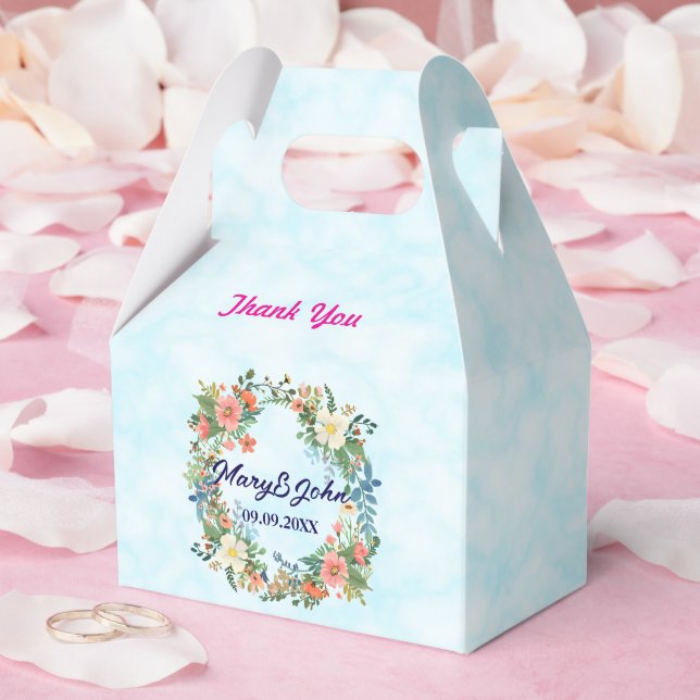 Beautiful wreath pink romantic wedding favor box (Wedding)