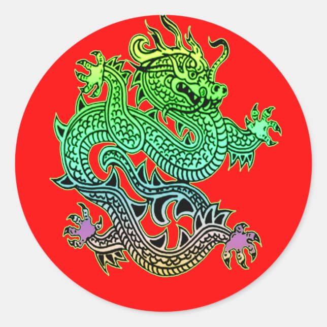 Beautiful Year of the Dragon Gifts Classic Round Sticker (Front)