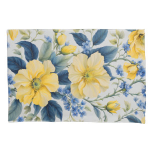 Beautiful Yellow and Blue Flowers Pillowcase