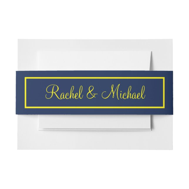 Beautiful Yellow and Blue Wedding Invitation Belly Band (Front Example)