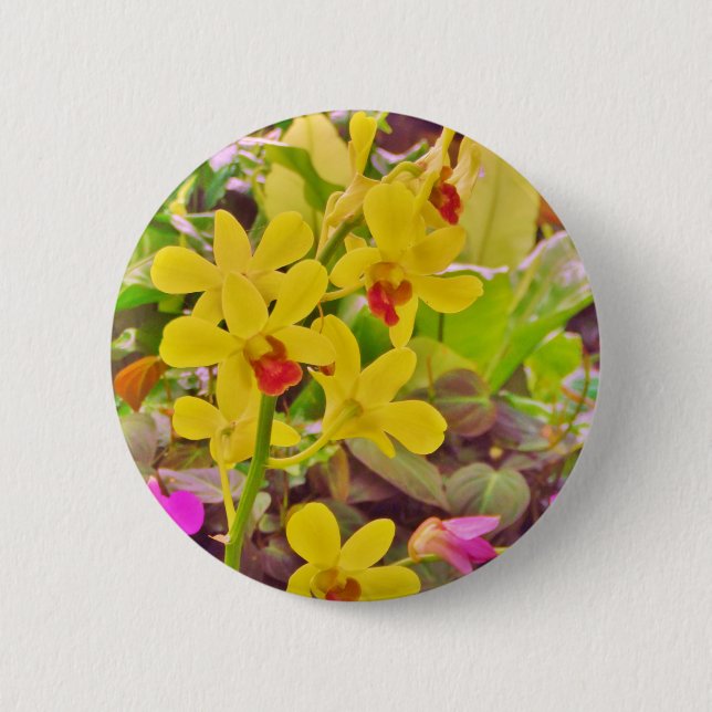 Beautiful Yellow autumn orchids 2 Inch Round Button (Front)