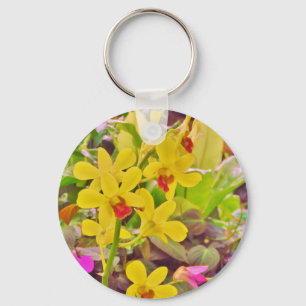 Beautiful Yellow autumn orchids Keychain
