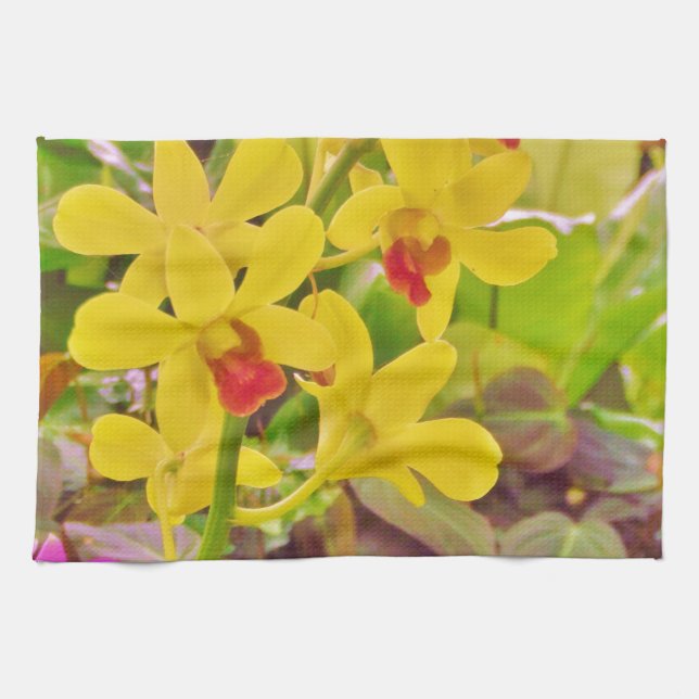 Beautiful Yellow autumn orchids Kitchen Towel (Horizontal)