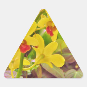 Beautiful Yellow autumn orchids Triangle Sticker