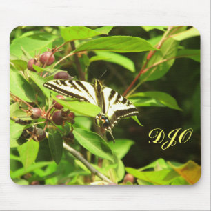 Beautiful Yellow Black Butterfly on Crabapple Tree Mouse Pad