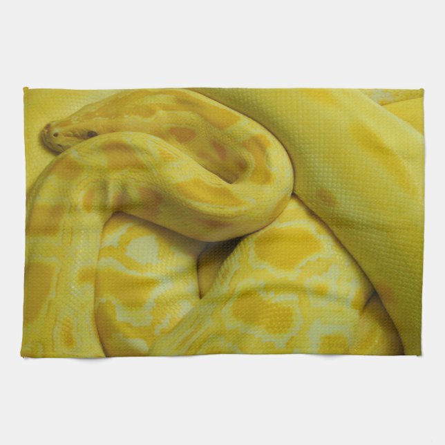 Beautiful Yellow Burmese Python Kitchen Towel (Horizontal)