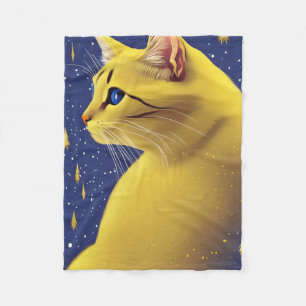 Beautiful Yellow Cat with Blue Eyes Fleece Blanket