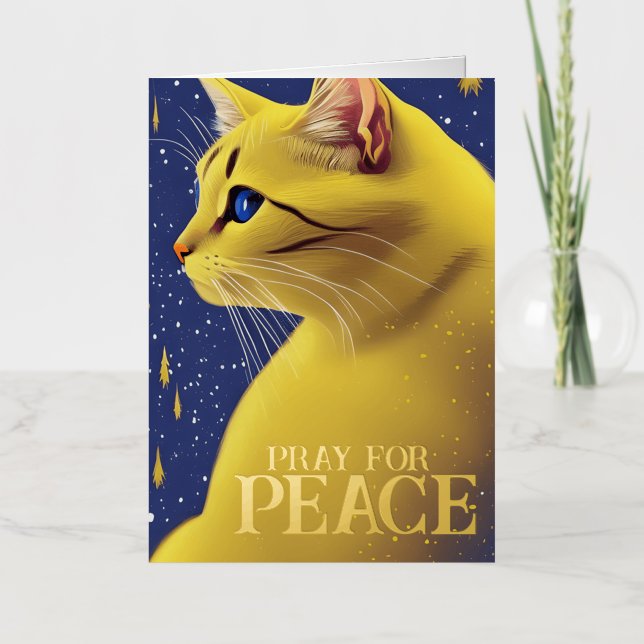 Beautiful Yellow Cat with Blue Eyes - ukraine Foil Greeting Card (Front)