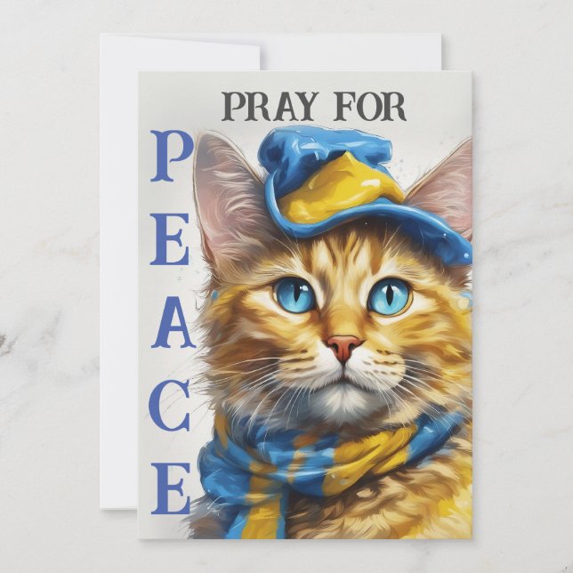 Beautiful Yellow Cat with Blue Eyes - ukraine Holiday Card (Front)