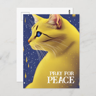 Beautiful Yellow Cat with Blue Eyes - ukraine Postcard