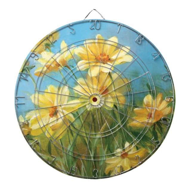 Beautiful Yellow Daisies Dartboard (Front)