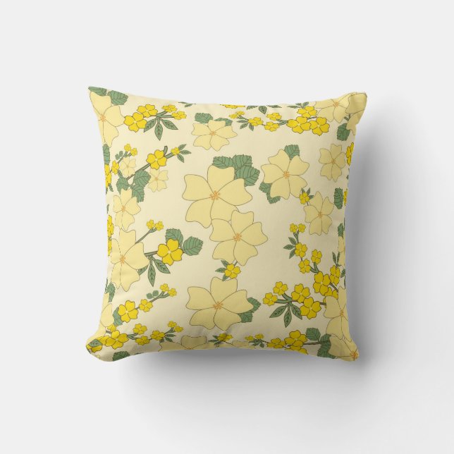 Beautiful yellow  floral art throw pillow (Front)