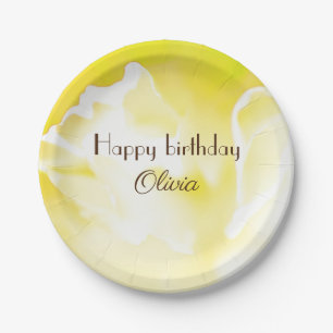 Beautiful Yellow Floral Print Paper Plate