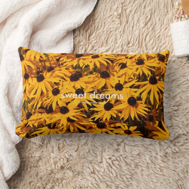 Beautiful Yellow Floral Rudbeckia Coneflowers Lumbar Pillow (Blanket)