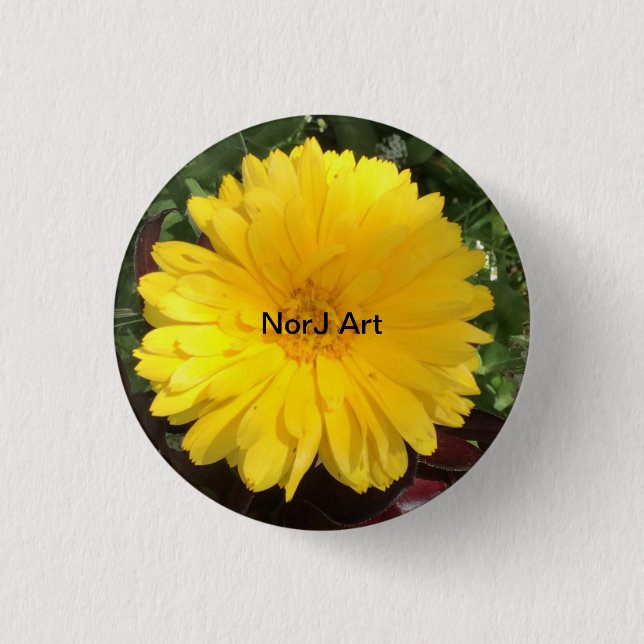 Beautiful yellow flower by NorJ Art 1 Inch Round Button (Front)