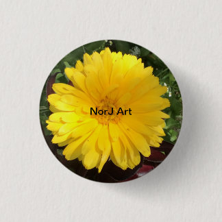 Beautiful yellow flower by NorJ Art 1 Inch Round Button