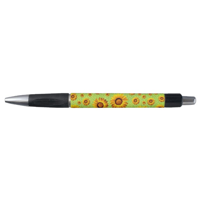 Beautiful yellow flowers on abstract green  pen (Front)