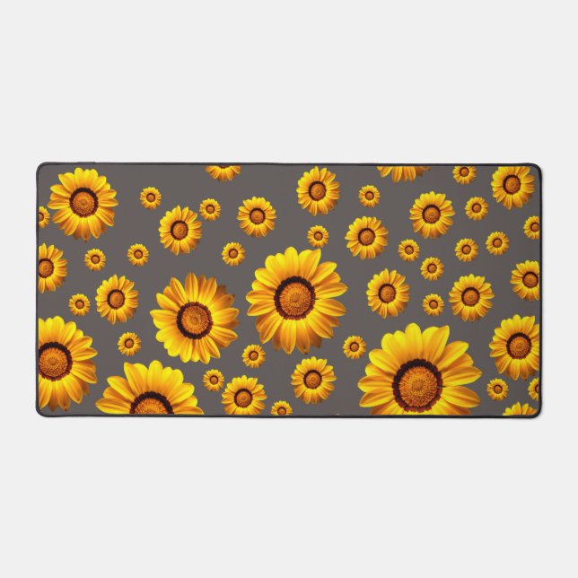 Beautiful yellow flowers on grey background   desk mat (Front)