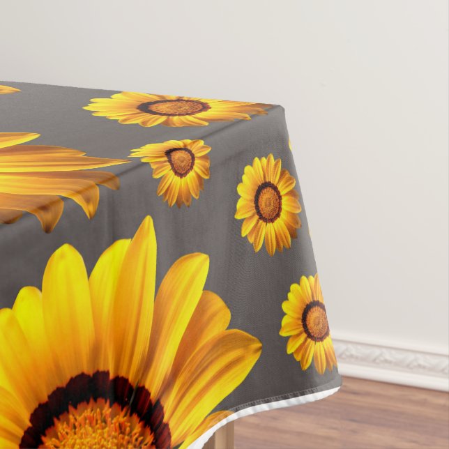 Beautiful yellow flowers on grey background   tablecloth (In Situ)
