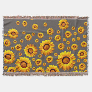 Beautiful yellow flowers on grey background   throw blanket