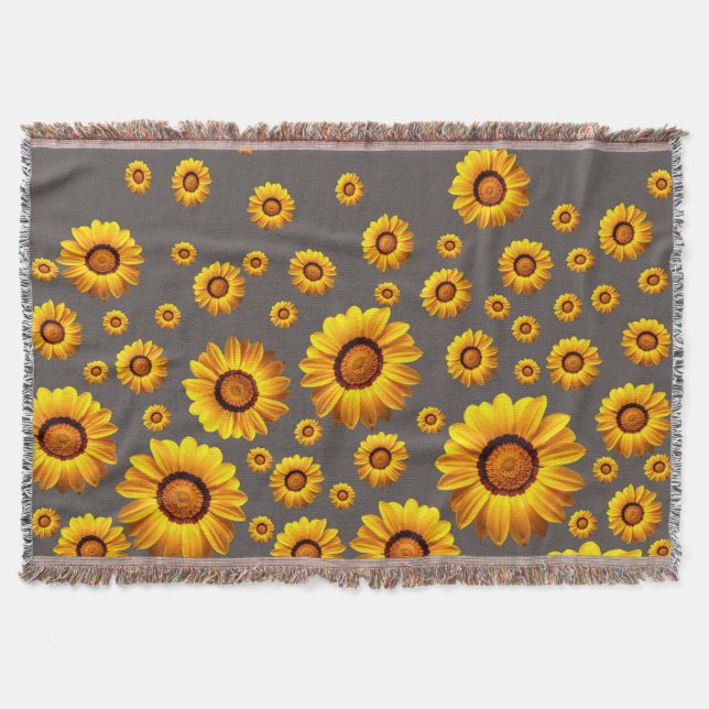 Beautiful yellow flowers on grey background   throw blanket (Front)