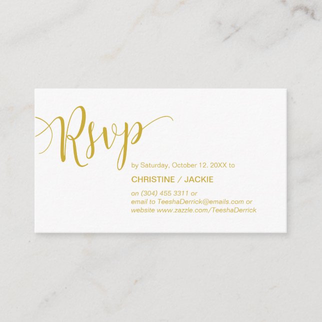 Beautiful Yellow Gold,Wedding Elopement, RSVP Enclosure Card (Front)