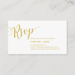 Beautiful Yellow Gold,Wedding Elopement, RSVP Enclosure Card