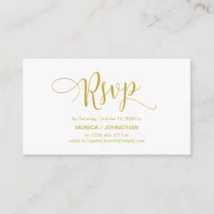 Beautiful Yellow Gold,Wedding Reception RSVP Enclosure Card