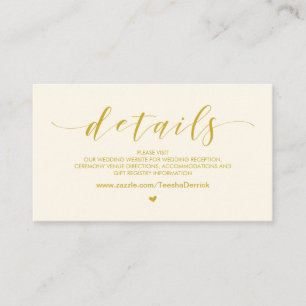 Beautiful Yellow Gold, Wedding Website Details Enclosure Card