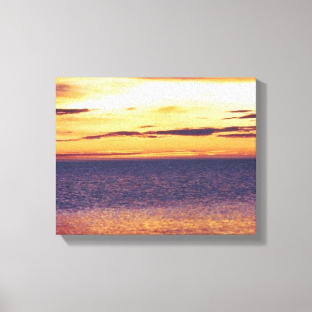 Beautiful Yellow Golden Sunset Ocean Sea Designed Canvas Print (Front)