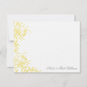 Beautiful Yellow & Grey Custom Flat Thank You Card