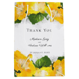 Beautiful Yellow Hibiscus Flower Art Thank You Medium Gift Bag