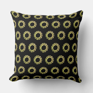 Beautiful  Yellow Inca Sun on Black Throw Pillow