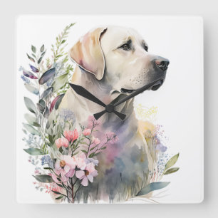 BEAUTIFUL YELLOW LABRADOR RETRIEVER DOG SQUARE WALL CLOCK