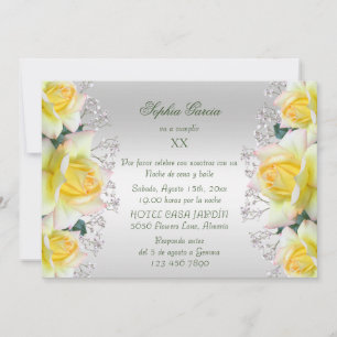 Beautiful Yellow Peace Roses Flowers Birthday Invitation