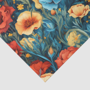 Beautiful Yellow Red Blue Flowers Botanical Print Tissue Paper
