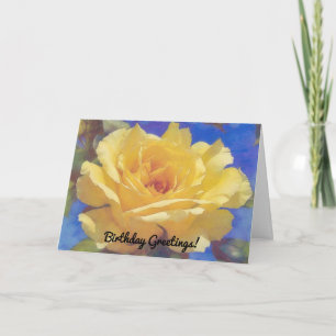 Beautiful Yellow Rose Birthday Greeting Card