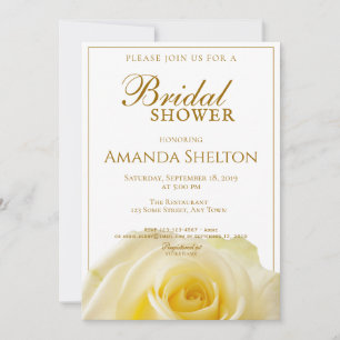 Beautiful Yellow Rose Floral Bridal Shower Invitation