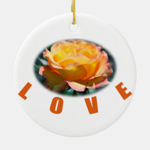 beautiful yellow rose flower photo art love gift ceramic ornament