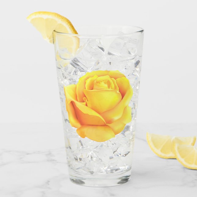 Beautiful Yellow Rose Glass (Front Ice)