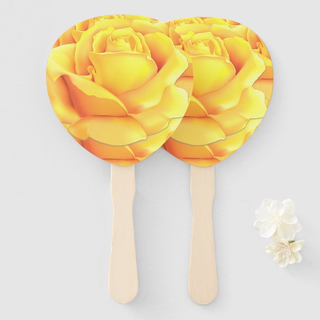 Beautiful Yellow Rose Hand Fan (Front and Back)