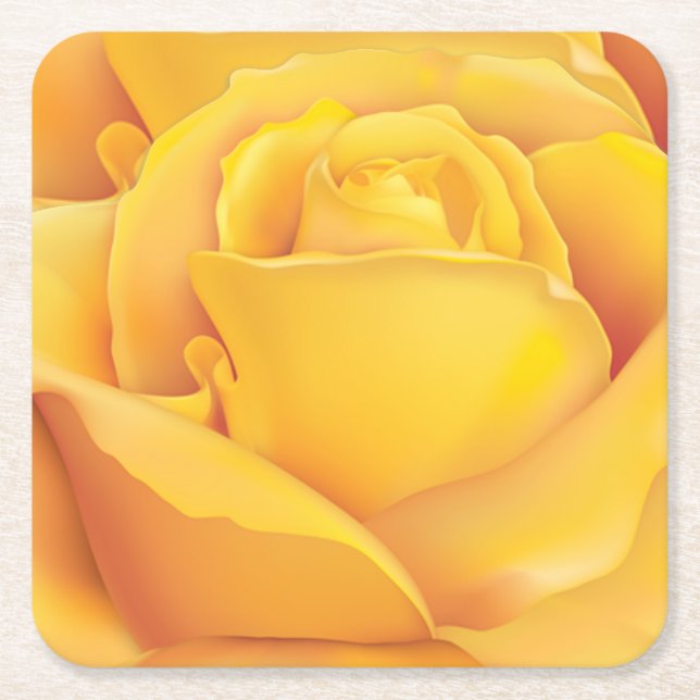Beautiful Yellow Rose Square Paper Coaster (Front)