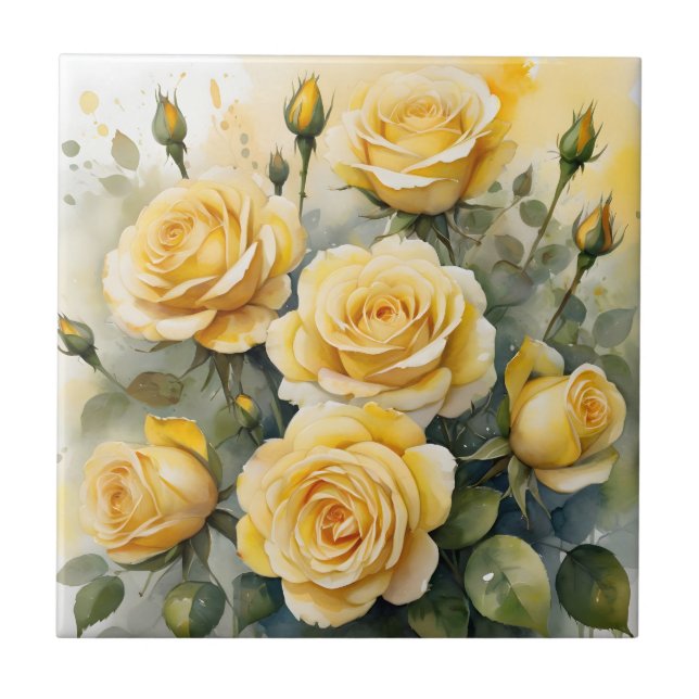 Beautiful Yellow Roses Tile (Front)