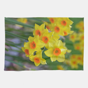 Beautiful yellow spring daffodils kitchen towel